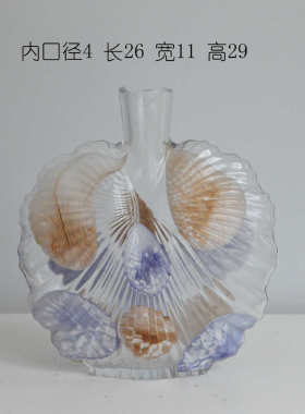 器粉蓝样板间摆件民紫玻璃花点简约宿波条纹装饰花瓶外贸出口手工