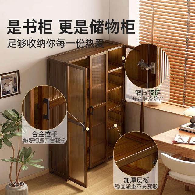 Bookcases integrated with a crack in the living room, narrow side solid wood bookcase, side cabinet, multi-layer dustproof storage cabinet, storage cabinet