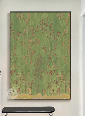 绿色复古客厅装饰画极简高级感入户玄关走廊过道挂画餐厅卧室壁画