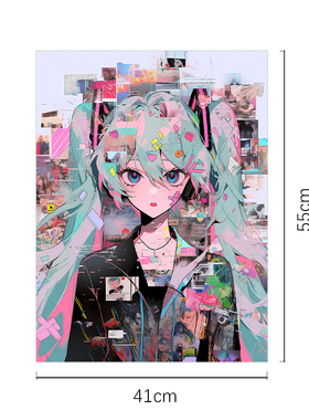 麋鹿的巧克力《初音少女》装饰画电竞房时尚潮流客厅玄关卧室挂画