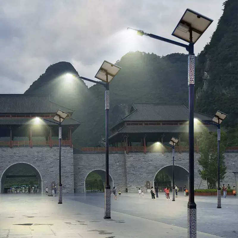 新农村户外中式复古太阳能路灯6米LED路灯民族特色方形回纹杆路灯,淘宝优惠券,粉丝福利购,淘宝优惠卷