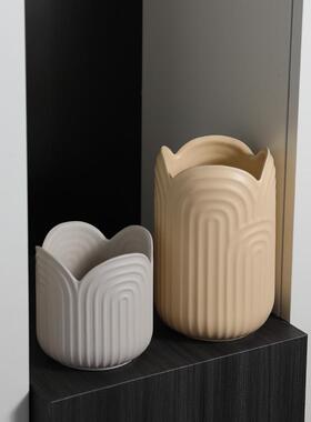 奶油ins风几何陶瓷花瓶摆件客厅干花插花家居简约软装饰品