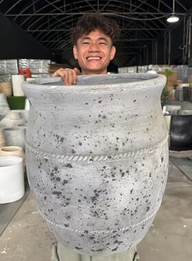 超大口径覆古陶罐诧寂风种树花盆北欧简约轻奢落地室内外民宿花盆