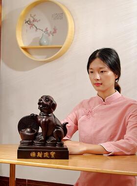 黑檀木雕刻物摆件GG097家居客厅办公室装动饰十二肖动生物补角工