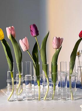 一排花瓶玻璃试管花瓶适合餐桌摆放的绿萝水养瓶客厅摆件