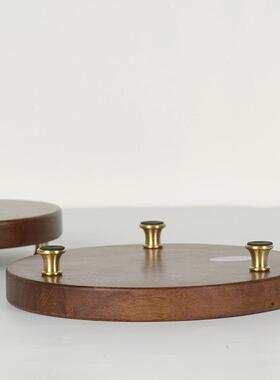 实木圆形底座加厚古玩花盆花瓶酒坛托 托架佛像工艺礼品摆饰石头