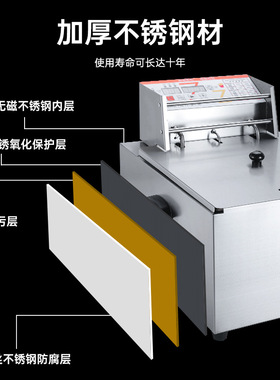 电炸炉 商用不锈钢单缸11L大容量炸油条薯条机器智能控温电炸炉