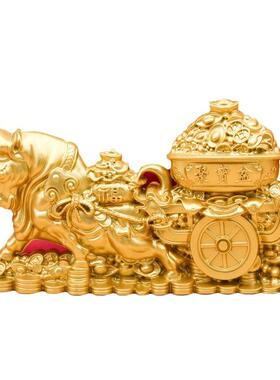 W新款财牛聚宝盆金属工艺品摆件马上有钱金牛送福金牛吉祥工艺品