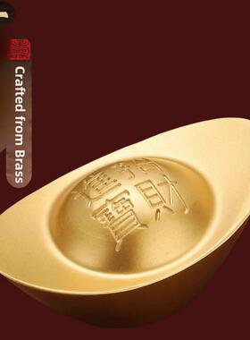 铜固体砂金锭纯黄铜金条道具收集财富饰品客厅聚宝盆装饰开幕礼物