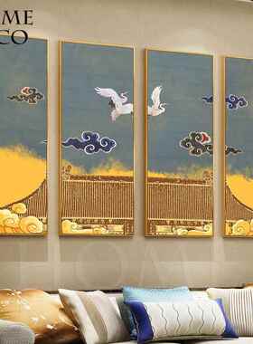新中式客厅装饰画现代轻奢沙发背景墙壁画餐厅书房会所挂画中国风