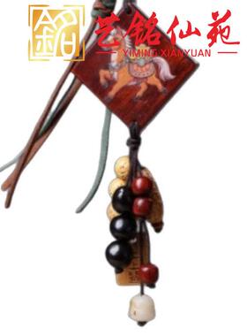 紫檀木彩绘马牌挂件艺铭仙苑创意生肖马年木质汽车挂饰包挂饰品