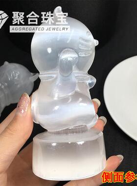 天然摩洛哥透石膏招财猫摆件消磁摆件石家居桌面装饰摆件水晶