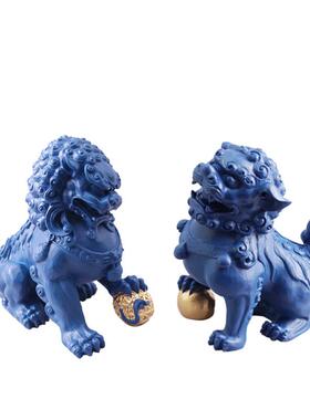 中艺狮子摆件现代狮子样新板间别墅客厅电视柜家居装饰动物雕塑式