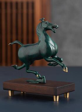 黄铜古董青铜马踏燕中式饰品家居客厅入口办公室高档饰品礼品