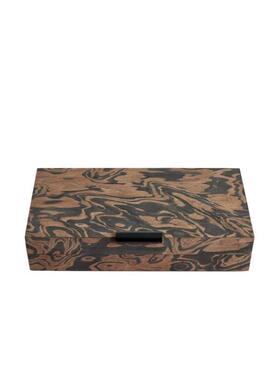 新中式样家PZ1095居板间手圆形收纳盒客厅边木柜摆件圆形复古把纹