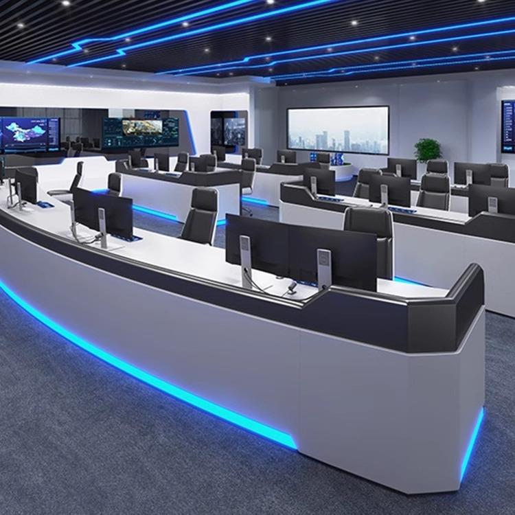 Paint command center console security monitoring room multimedia console workbench curved dispatching table