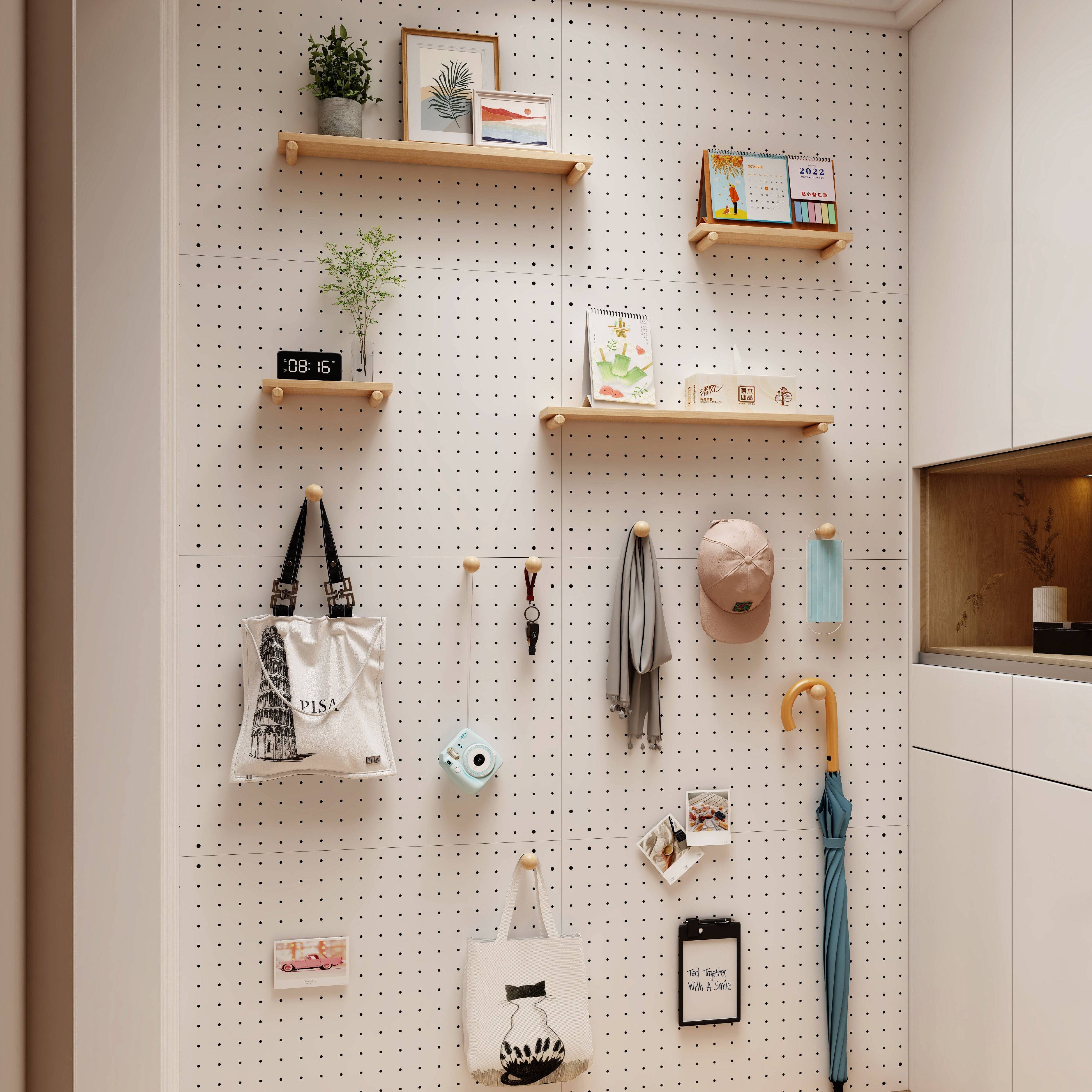 Stainless steel metal hole board storage rack on the wall behind the door entrance entrance desktop storage custom-made without punching