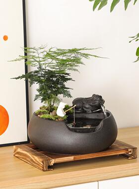 招财流水摆件循环水客厅茶台办公室桌面水景喷泉装饰乔迁开业礼品