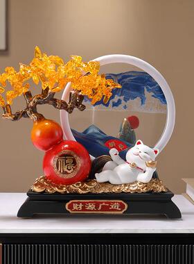 葫芦流画招沙财猫摆居件客厅高档公747司礼店铺前台装饰乔迁新开