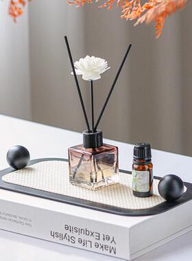 轻板奢首饰玄关金属收纳盘皮极革香薰托盘样简房卧室软装KGO饰品