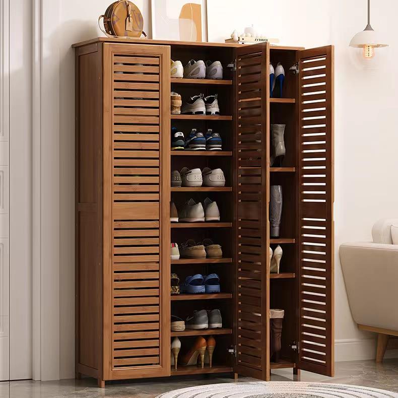 楠竹家用门口大容量百叶门多层收纳客厅阳台入户到顶收纳透气鞋柜 - 图0