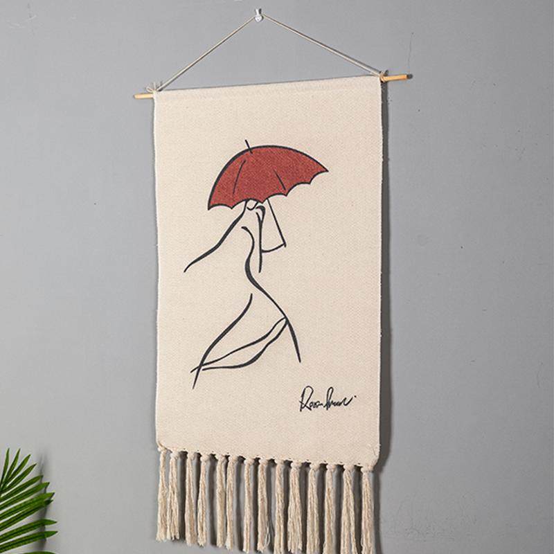 挂毯北欧波西米亚纯手工编织棉麻挂画背景卧室壁毯画民宿房间装饰,淘宝优惠券,粉丝福利购,淘宝优惠卷