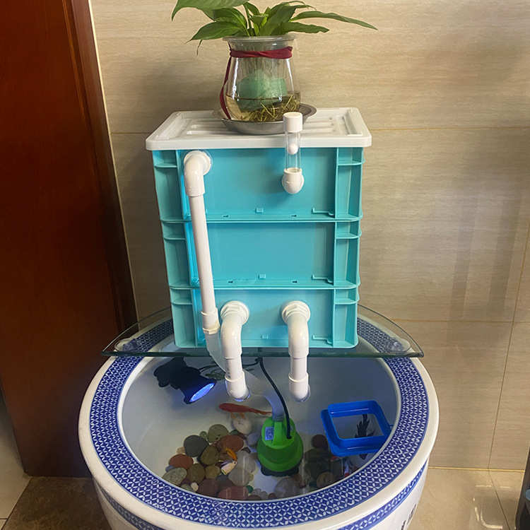 周转箱过滤器鱼缸顶部滴流盒龟缸上置沼泽过滤盒鱼池净水循环系统 - 图2
