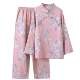 Four seasons thin women's pure cotton yarn-dyed double-layer gauze home clothes double-sided jacquard stand-up collar pipa button trousers long-sleeved style Chinese