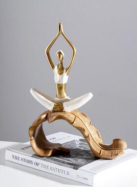 健身运动瑜伽摆件创意客厅普拉提少女人物造型工艺装饰开 业礼品