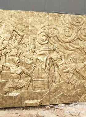 铸铜禁毒主题浮雕定制玻璃钢林则徐 虎门销烟人物浮雕公园景观