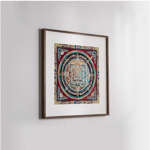 《唐卡时轮金刚坛城》客厅玄关背景装饰画复古大气玄关沙发装饰画 - 图1