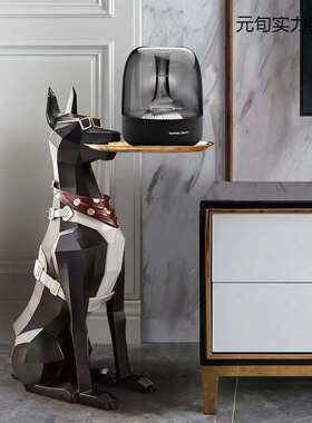 落地绅士狗值守高级摆件北欧颜摆件树脂摆设家居犬高护装饰品绅士