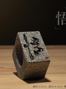 高档天然石头意干花插禅花器摆件线香炉创意书家用办房公室装饰工