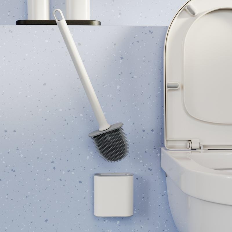 Cross-border new soft plastic toilet brush with base bathroom no dead corner cleaning brush wall hanging no punching toilet brush