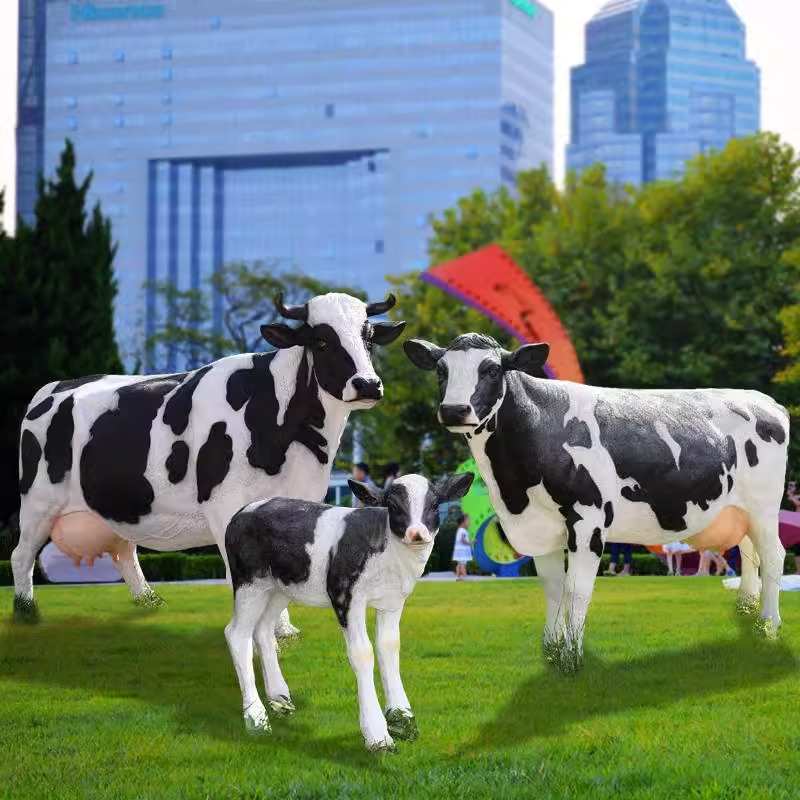 户外大型奶牛玻璃钢雕塑仿真动物模型摆件农牧场商场橱窗装饰道具 - 图0