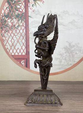 仿古藏传护法大金鹏翅鸟摆智慧迦楼罗鸟事业鸟大金刚杵鹏鸟金刚杵
