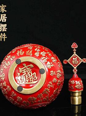 黄铜福字百福葫芦摆件大吉大利家居装饰防氧化工艺品中式传统风格