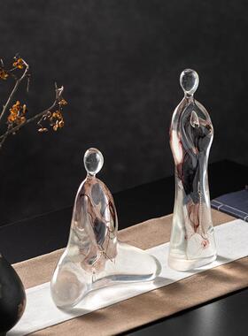 艺子新中式禅贝意茶室装板饰品半透明磨中古国风茶桌OCK样高级间