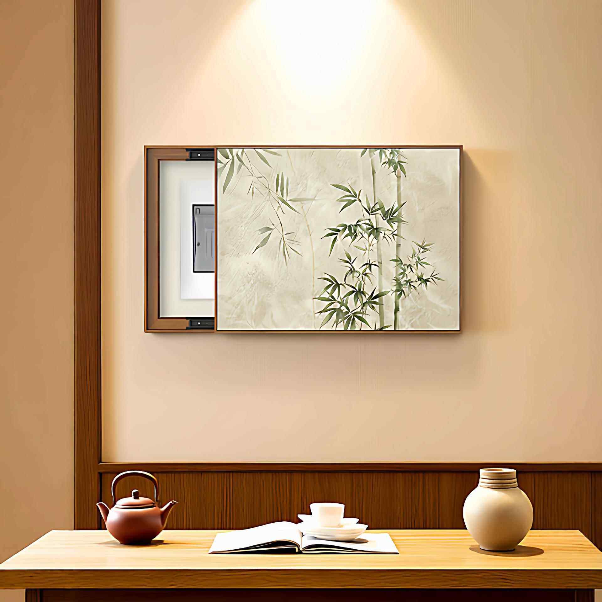 新中式免打孔表箱装饰画竹子餐98403170厅电源开关盒挂画电箱挡推 - 图0