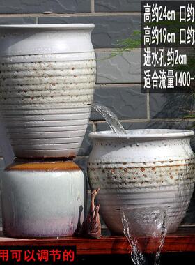 古养鱼流水瀑布过大法号陶瓷养鱼缸增氧滤循环水缸CWH瀑布件流摆