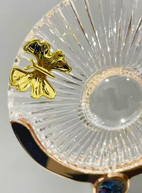 中式玄关电视柜软装饰品工艺品摆件蓝色透明树脂金属蜻蜓软装饰品