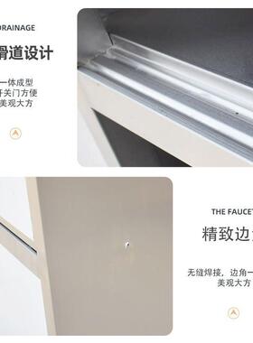 美星不锈钢拉门碗柜食堂厨房立式不锈钢保洁柜商用四门储物柜