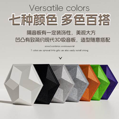 3D立体隔音板隔音棉吸音超强消音墙体客厅卧室装饰凸起六边形板块 - 图1