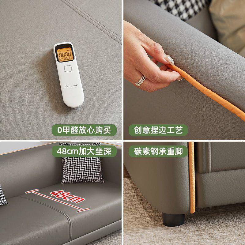 Cat claw leather Italian light luxury small apartment living room apartment rental house leather fabric sofa double three person convenient sofa