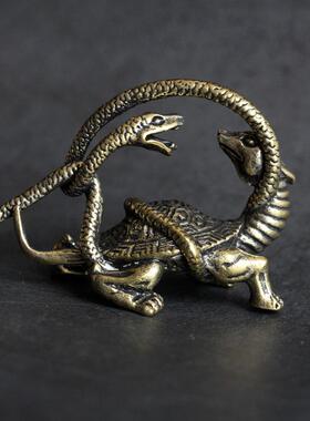 黄铜生肖小摆件四神兽青龙白虎朱雀玄武办公室桌面做旧古玩工艺品