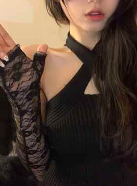 不露脸黑色感性猫耳朵发箍女蕾丝面罩罩遮脸网纱面具发卡