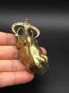 实心黄铜水牛摆件 全铜铜牛伏牛老水牛把件生肖牛创意铜镇纸铜牛