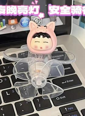 风力发电小飞机发光电动车装饰车载摆件可爱自行车摩托车氛围灯md