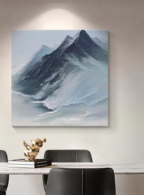 现代简约冷峻写实风蓝灰山影手绘油画客厅装饰画餐厅入户玄关挂画