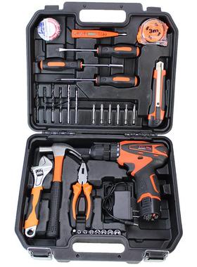 锂电钻工具箱五金工具套装大全充电钻家用电动工具组套